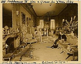 Glin Xmas 1934 photo to Betty Ross: Drawing room with tiger skin