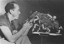 John Coleman Burroughs with model Martian thoat