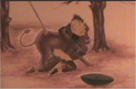 Painting of Man Wresting a Lion
