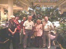 Mary Burroughs with ERB fans in the lobby of the Marriott