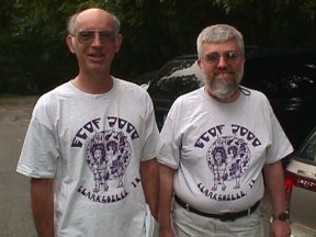Barry and Jim model the ECOF T-Shirts - Art by Duane Adams