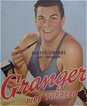 Buster Crabbe who owes his Olympic swimming prowess to Granger Pipe Tobacco