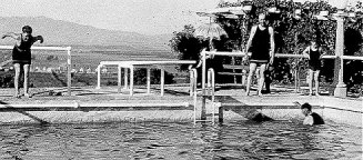 Burroughs family cavorting in Tarzana Ranch pool