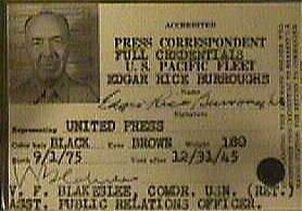 ERB WWII Press Correspondent Card