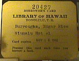ERB Library of Hawaii Card