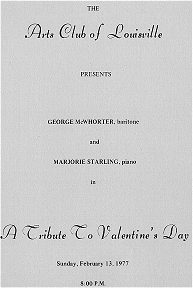 George McWhorter featured in Arts Club of Louisville Tribute to Valentine's Day: Feb. 13, 1977