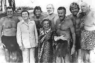 Johnny Weissmuller, Gordon Scott, Jock Mahoney, Buster Crabbe, Denny Miller, and Jim Pierce on the Mike Douglas Show