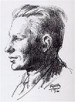 Charcoal sketch of 25-year-old LRH by Richard Albright