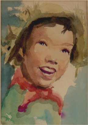 Boy - a watercolour by John Coleman Burroughs - from the Hillman Collection