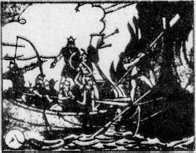 Card 8: Tarzan departed the burning boat.