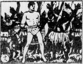Card 13: Tarzan was captured, because he was overwelmed by the enemy's larger number. They took him  to see the King.