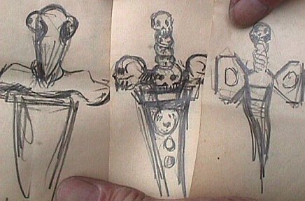 Preliminary sketches for the sword hilt