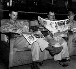 VE Day newspapers in Hawaii USO Club