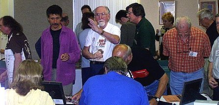 Thomas Yeates, Bob Hyde and Bill Ross at the centre of the pack