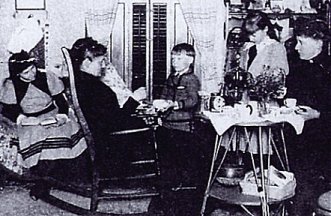 King residence teatime in early 1890s ~ Carolyn ~ sister Fannie Ward, Rufus, Elinor and Adelaide Lavender Yorke King