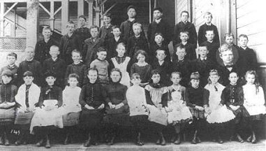 Cole School, Oakland, 1887 ~ London highlighted second row right, bow tie