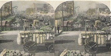 Wagons in Haymarket Square