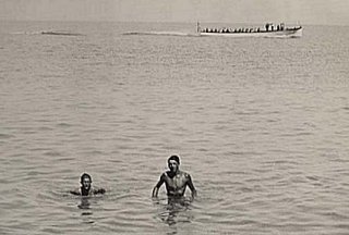 ERB's sons swimming at Catalina with the ferry in the background.