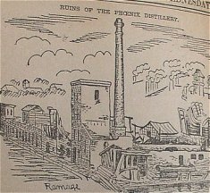 Newspaper sketch of the ruins of George Burroughs' distillery