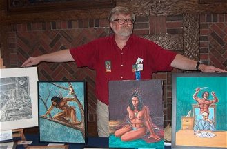 Greg Phillips displays some of his artwork