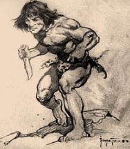 Frank Frazetta art: Barbarian with knife