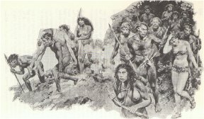 I was being carried across the shoulder of a powerful nobargan. I saw Duare being dragged along by her hair.