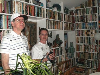 Metro Man and Wayne James in the Tyner Library