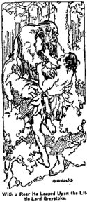 With a roar he leaped upon the little Lord Greystoke.