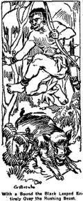 With a bound the black leaped entirely over the rushing beast.