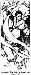 Suddenly she felt a great arm about her.