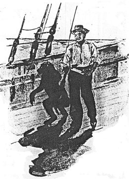 The old monkey captain would now and then come and walk the quarter-deck with me