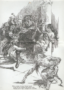 With a scream of terror, Werper turned to flee, but the frightful men, priests of the Flaming God of Opar, anticipated his intentions.