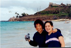 Sue-On and China-Li Hillman Frolicking on Burroughs Beach