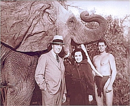 Edgar Rice Burroughs with Maureen O'Sullivan and Johnny Weissmuller