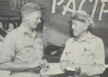 ERB interviews Brig. General Truman H. Landon in the Gilbert Islands during WWII.