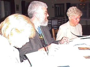 Mary autographing the John Coleman Burroughs Art Cards