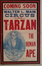 TARZAN the Human Ape - 1937 Circus Window Card