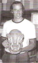 Danton with the Thark mask created by his dad, JCB