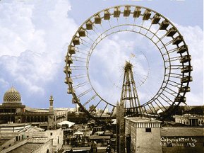 Ferris Wheel and Midway Plaisance ~ Colorization by Chicagology