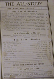 All Story - January 1912 - Preview/Announcement of Under the Moons of Mars ~ UNDER THE MOONS OF MARS ~ A surprisingly vivid interplanetary romance...
