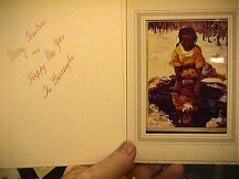Christmas card from JCB and wife Mary with original painting