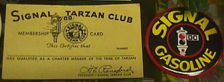 Signal Oil Tarzan Club Membership Card and Badge