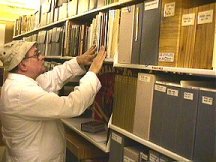 Curator George McWhorter surveying the hundreds of fanzines on file