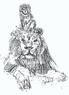Nkima and the Lion sketch by David Adams