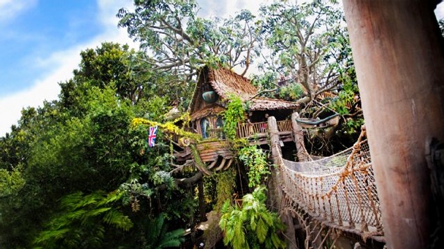 Tarzan's Treehouse and rope bridge at Disneyland Park