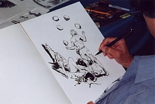 Tom Yeates sketching THE LOST JUGGLER