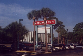 Ramada Inn with one-man fliers and iron moles in the parking lot