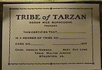 Tribe of Tarzan Membership Card from the McWhorter Louisville Collection