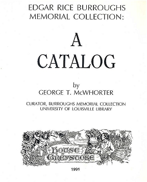ERB Memorial Collection Catalog by George T. McWhorter, 1991