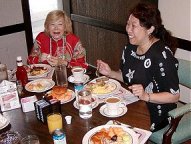 Mary Burroughs and Sue-On over breakfast